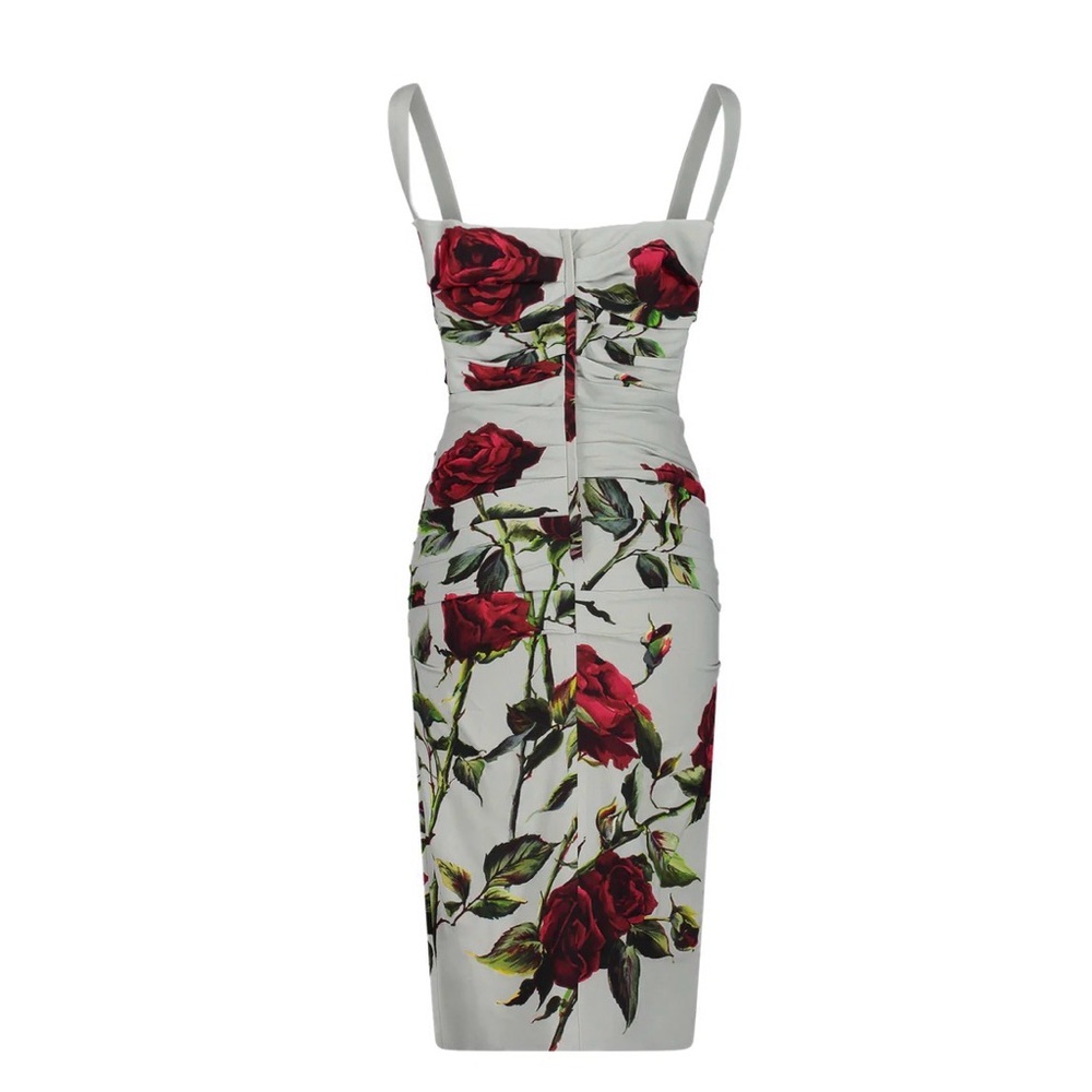 Dolce & Gabbana Floral-Print Ruched Midi Dress size 42 M US size 6 - Picture 16 of 16